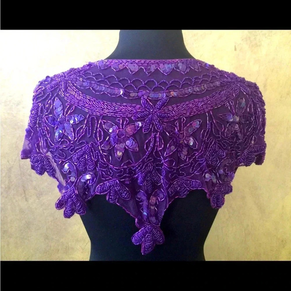 Vintage Other - Vintage sequin glass beaded amp shoulder wrap shrug shawl